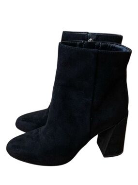 Nine West Heeled Faux Suede Ankle Booties Black- Women's Size 6